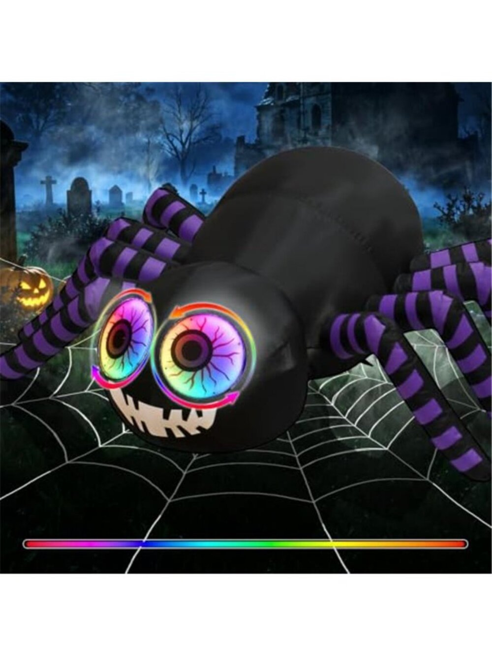 5FT Lighted Halloween Inflatable Outdoor Giant Spider with Color-Changing RGB